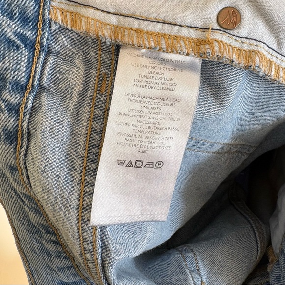 We The Free High Waist Hidden Button Fly Distressed Denim Straight Leg Jeans 31 - Picture 8 of 14